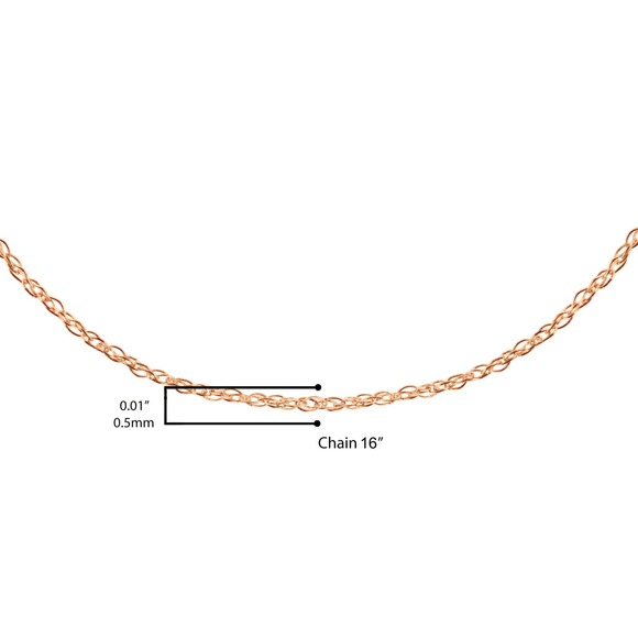 Solid 10K Rose Gold 0.5mm Rope Chain Necklace - Picture 3 of 7